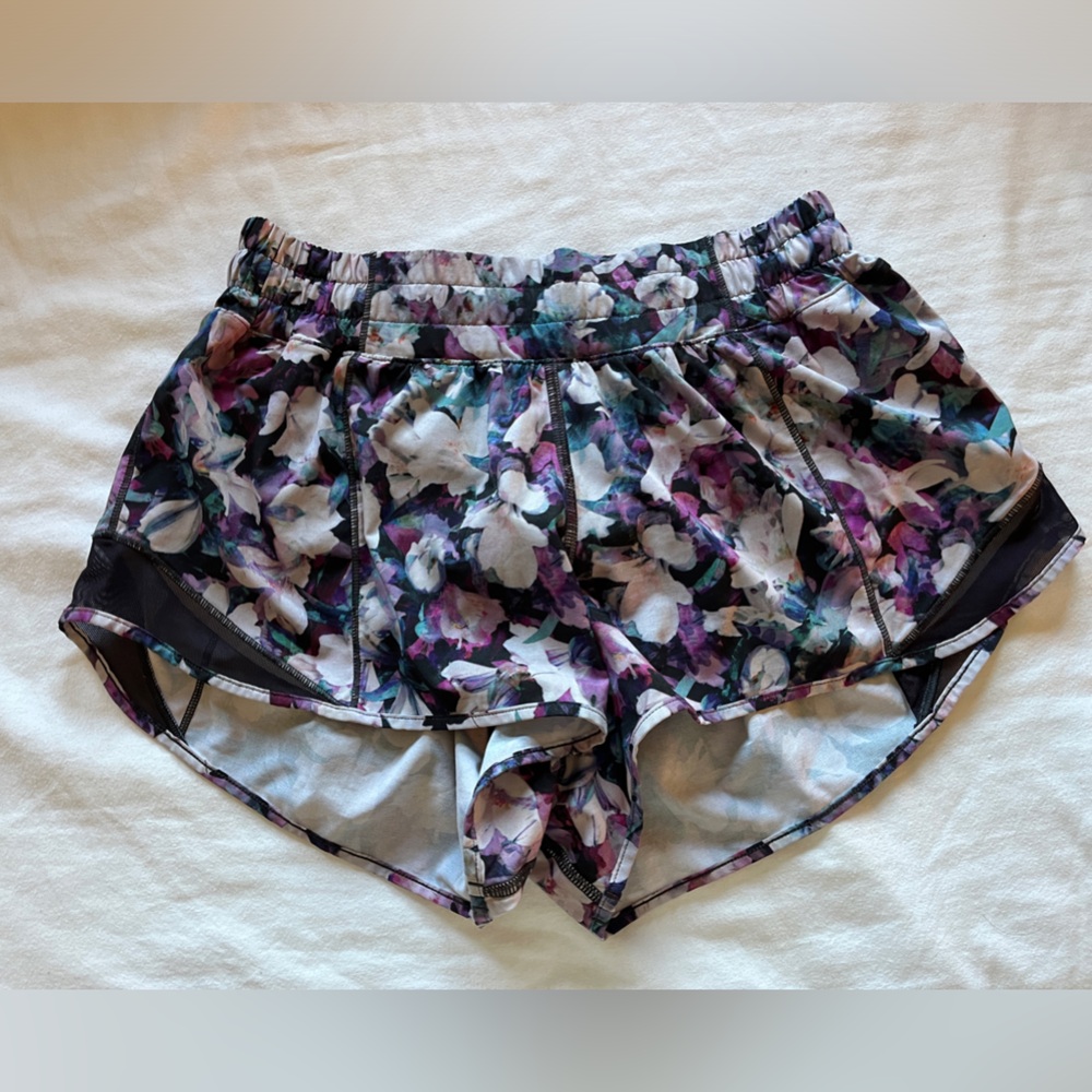 lululemon athletica Floral Athletic Shorts - Black, Purple, White